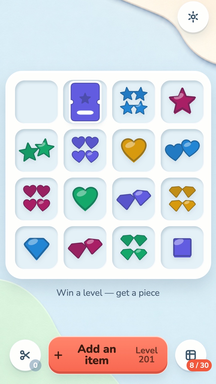 Tangle Pull merge board with a collectible card ready to tap